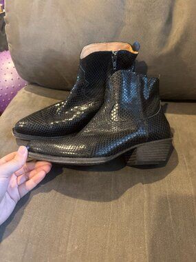 To Boot New York Adam Derrick black snakeskin ankle boots